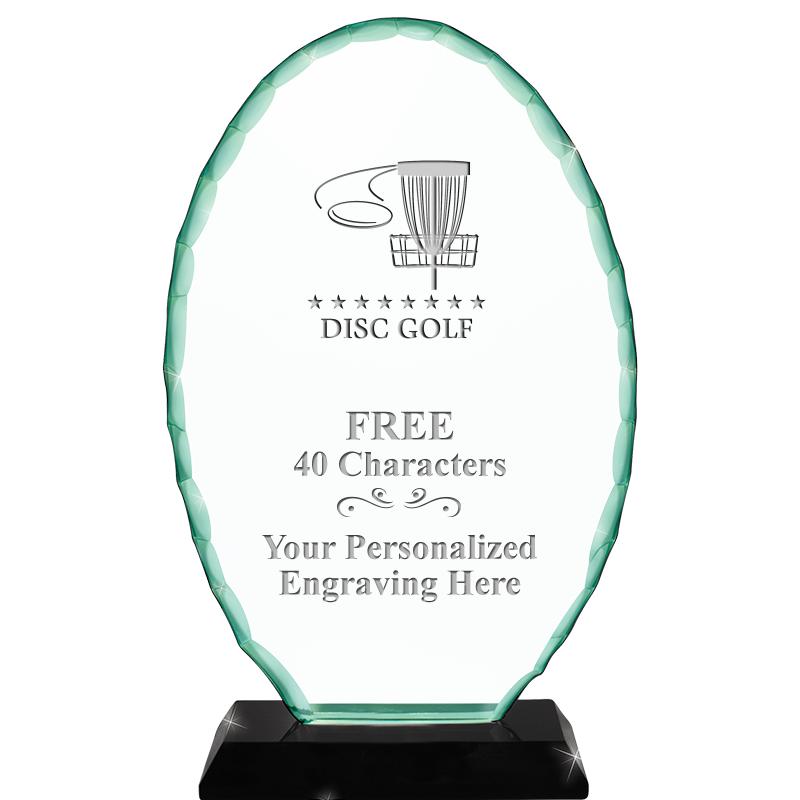 8 1/4" JADE OVAL CRYSTAL AWARD