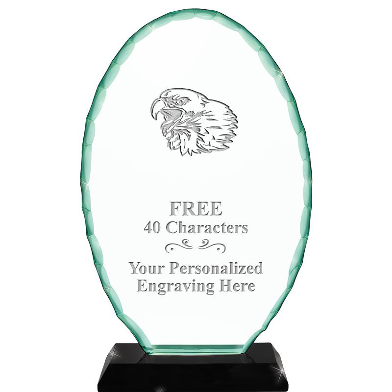 8 1/4" JADE OVAL CRYSTAL AWARD