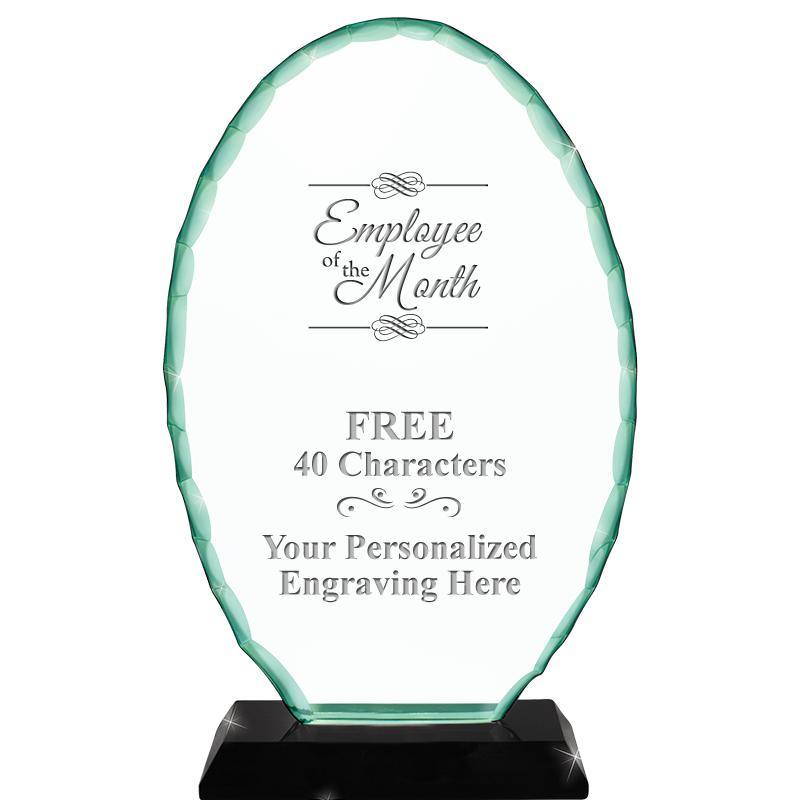 8 1/4" JADE OVAL CRYSTAL AWARD