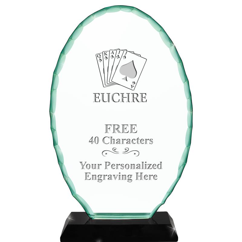 8 1/4" JADE OVAL CRYSTAL AWARD