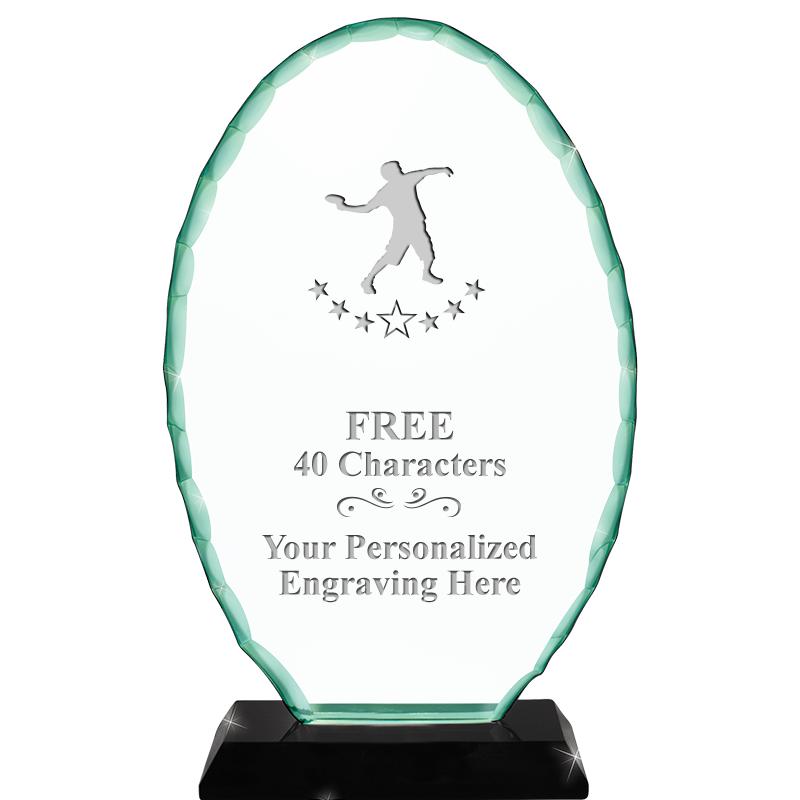 8 1/4" JADE OVAL CRYSTAL AWARD