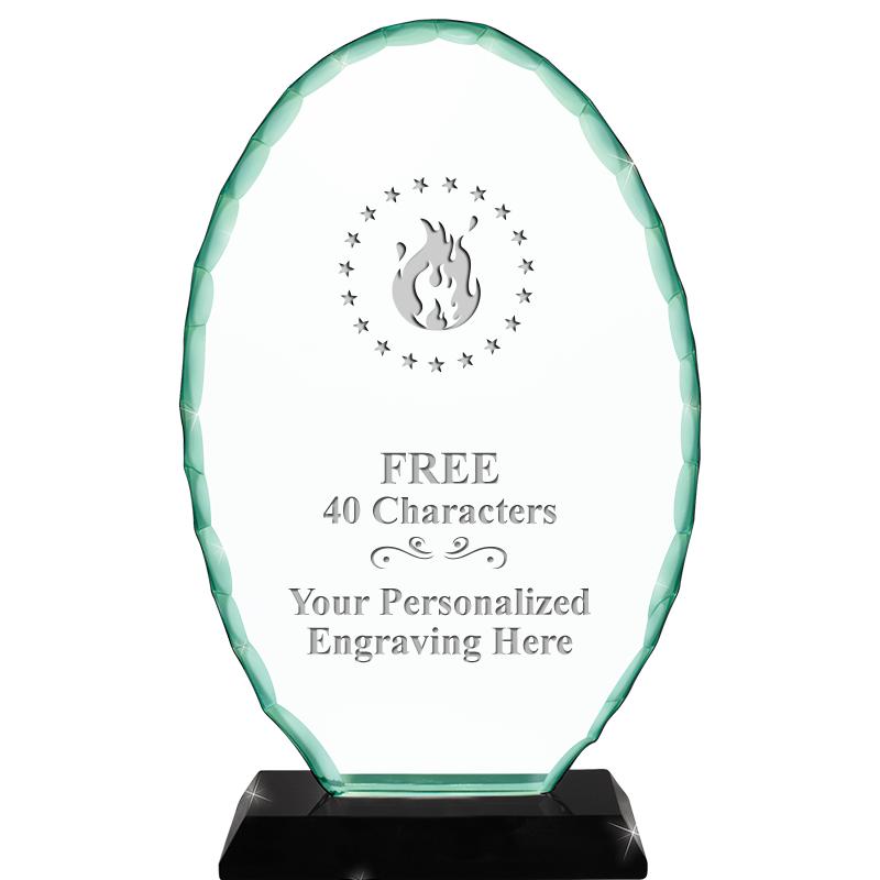 8 1/4" JADE OVAL CRYSTAL AWARD