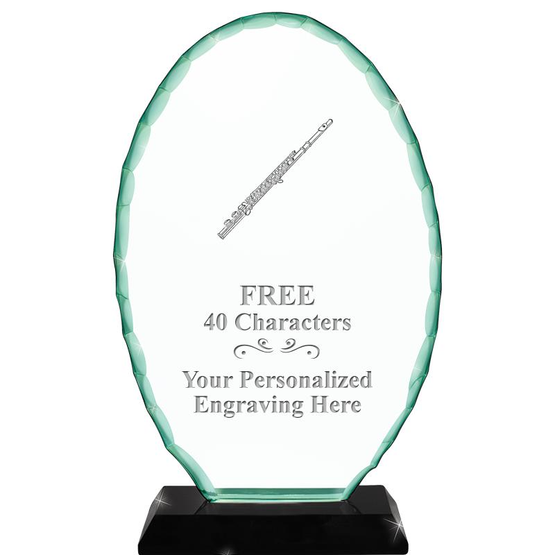 8 1/4" JADE OVAL CRYSTAL AWARD