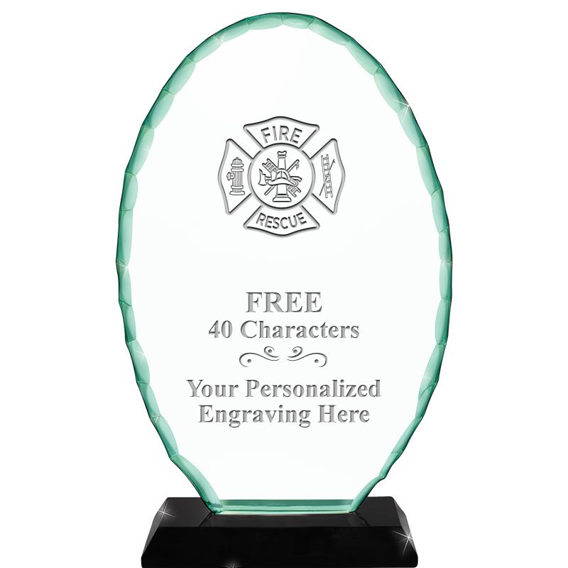 8 1/4" JADE OVAL CRYSTAL AWARD