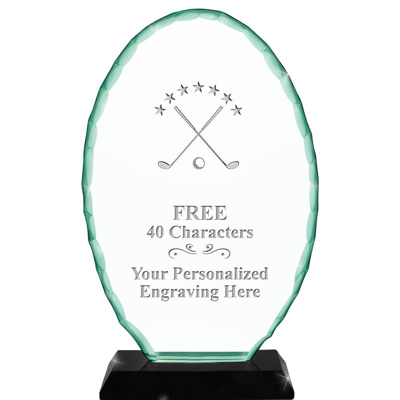 8 1/4" JADE OVAL CRYSTAL AWARD