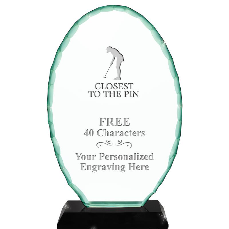 8 1/4" JADE OVAL CRYSTAL AWARD