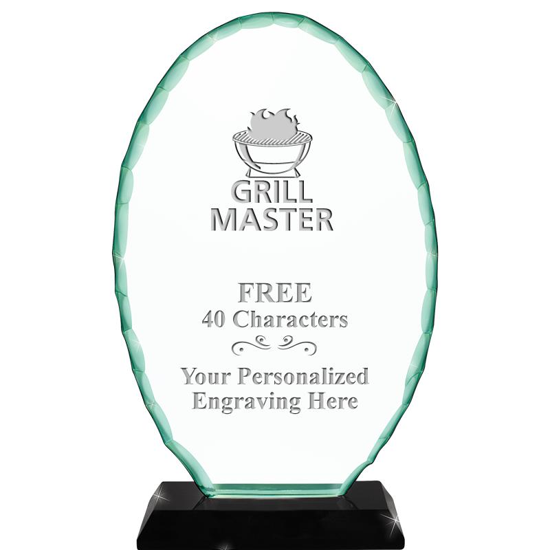 8 1/4" JADE OVAL CRYSTAL AWARD