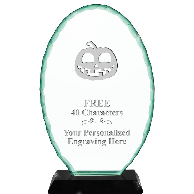 8 1/4" JADE OVAL CRYSTAL AWARD