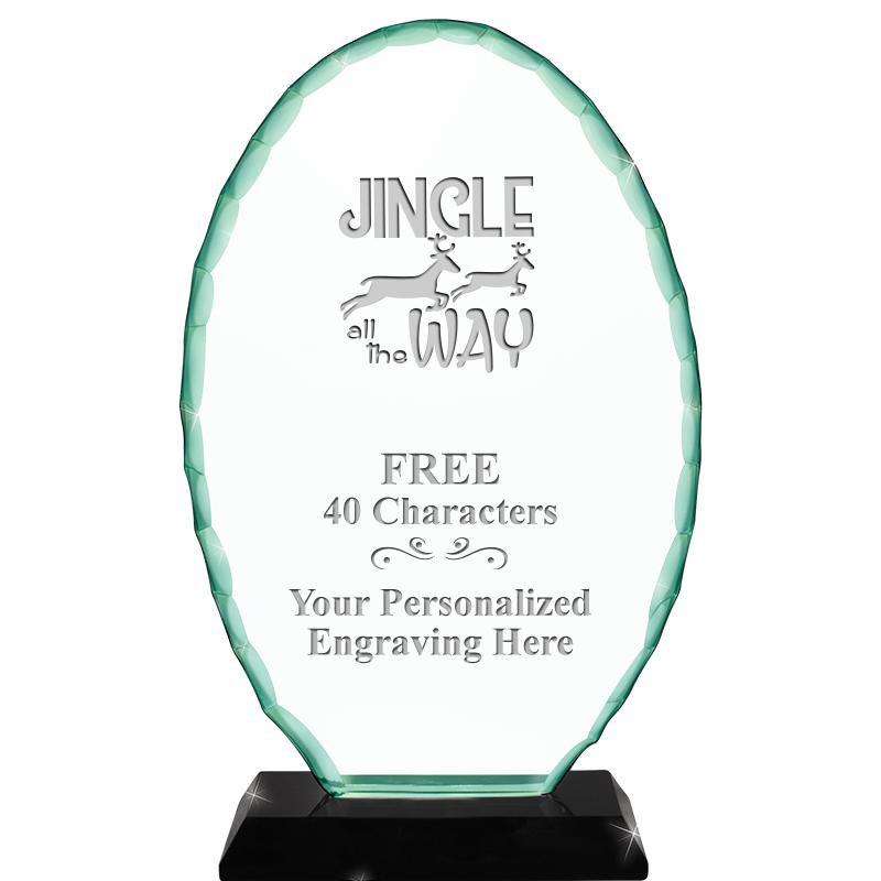 8 1/4" JADE OVAL CRYSTAL AWARD