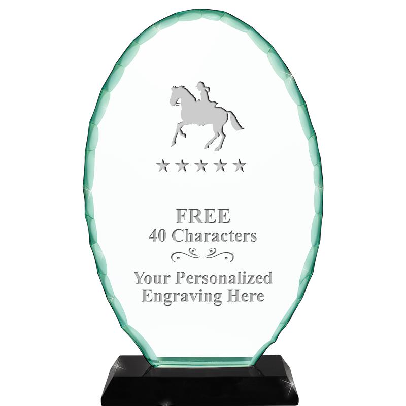 8 1/4" JADE OVAL CRYSTAL AWARD