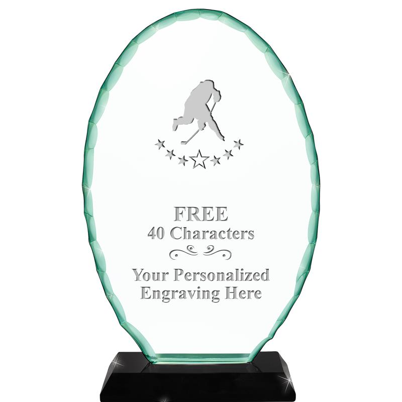 8 1/4" JADE OVAL CRYSTAL AWARD