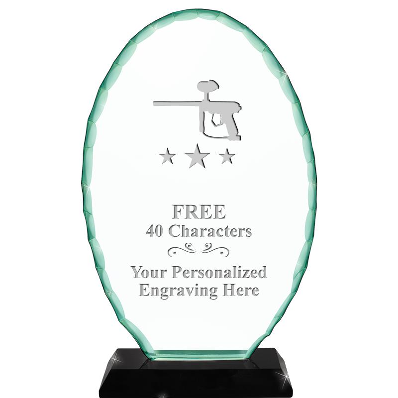 8 1/4" JADE OVAL CRYSTAL AWARD