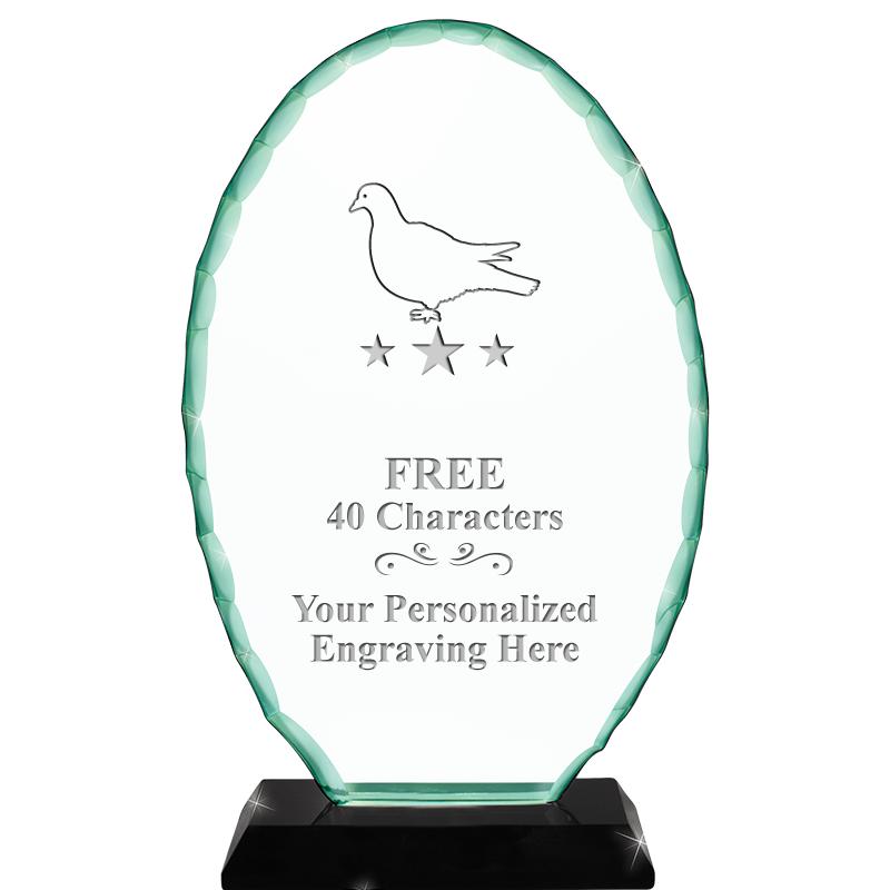 8 1/4" JADE OVAL CRYSTAL AWARD