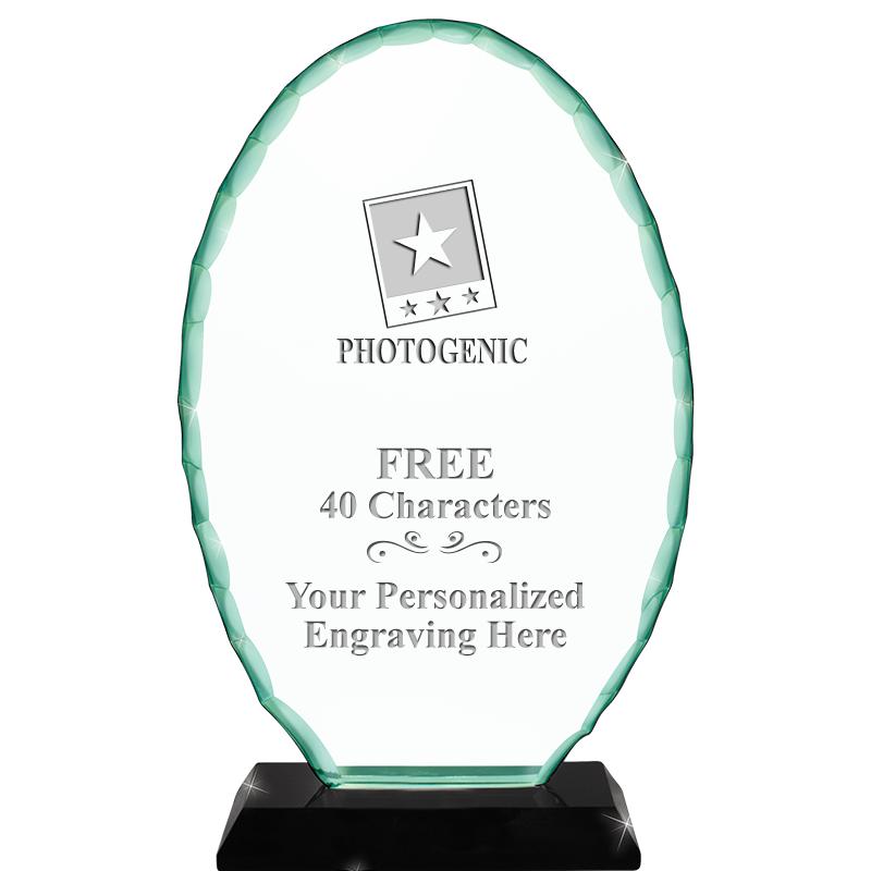 8 1/4" JADE OVAL CRYSTAL AWARD