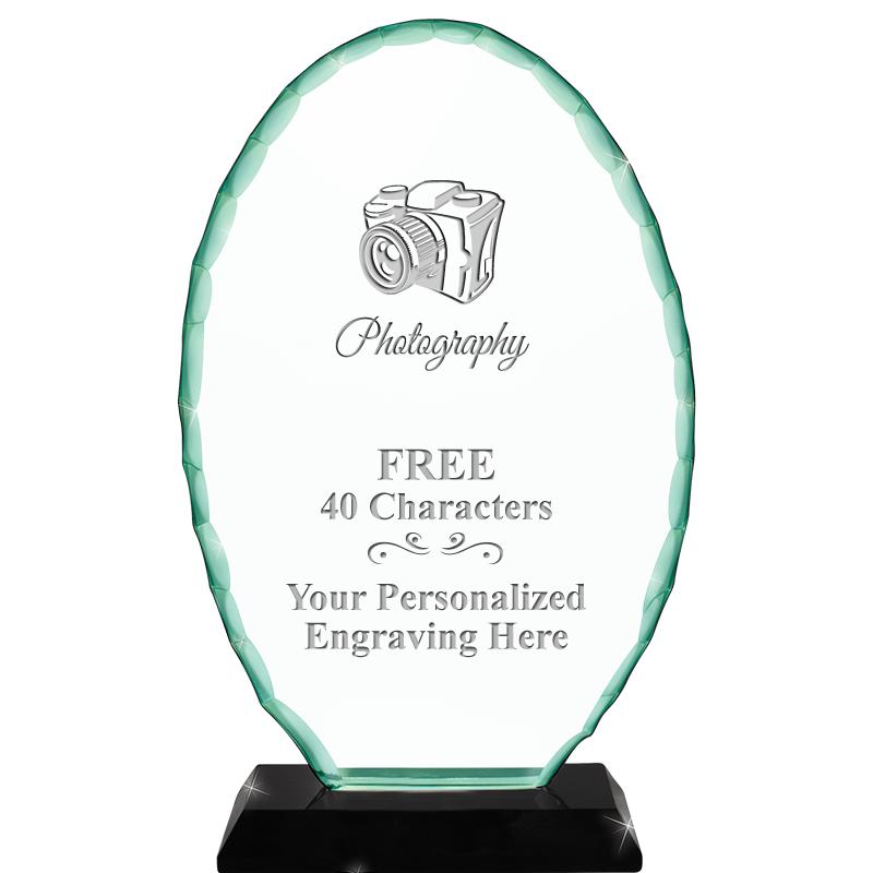 8 1/4" JADE OVAL CRYSTAL AWARD