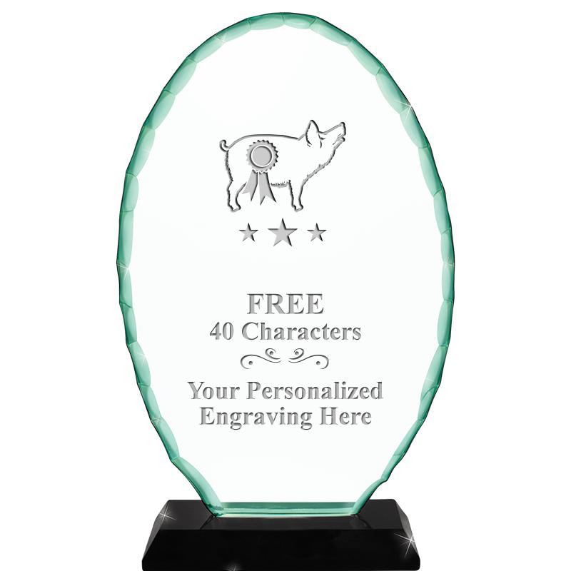 8 1/4" JADE OVAL CRYSTAL AWARD