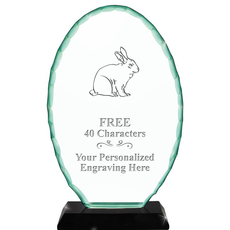 8 1/4" JADE OVAL CRYSTAL AWARD