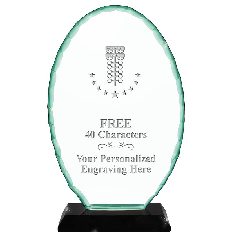 8 1/4" JADE OVAL CRYSTAL AWARD