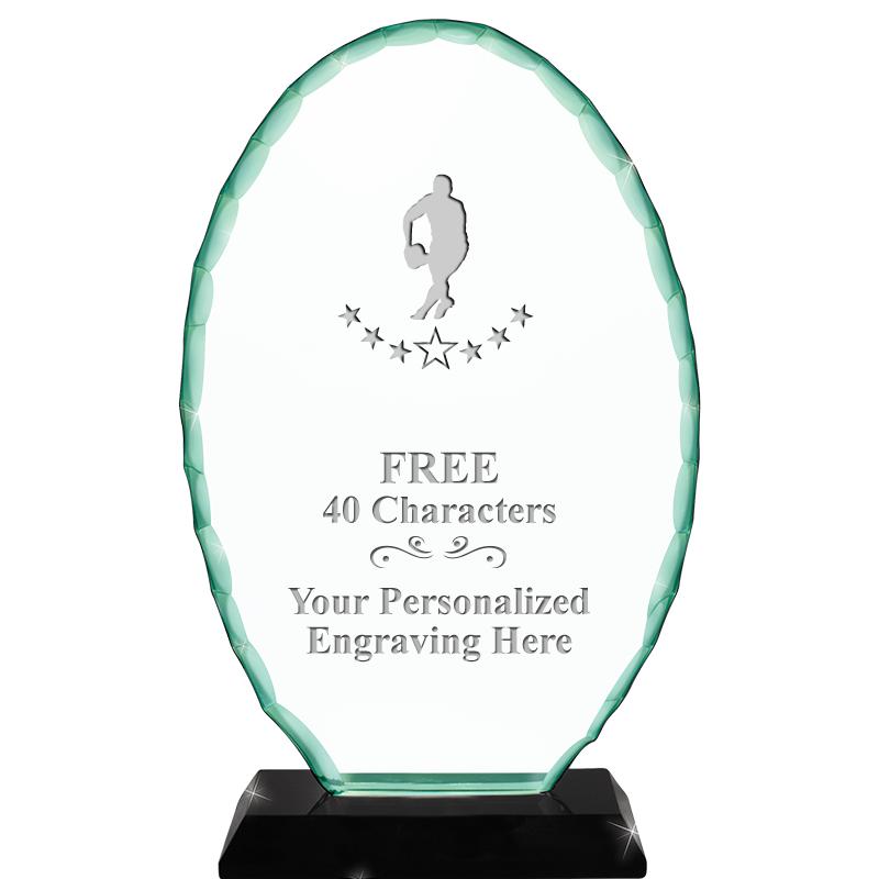 8 1/4" JADE OVAL CRYSTAL AWARD