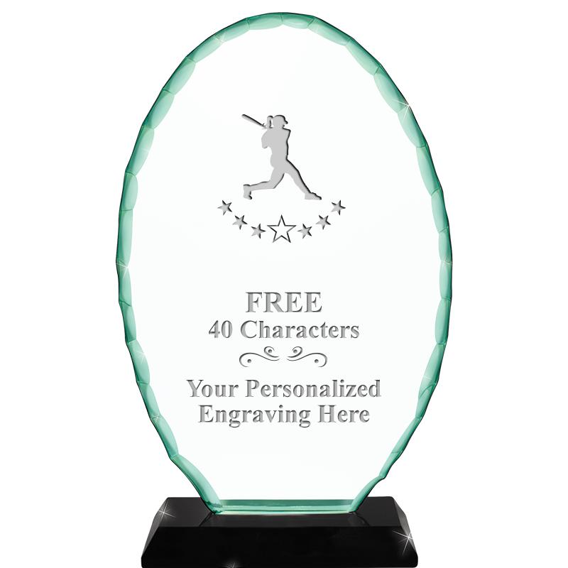 8 1/4" JADE OVAL CRYSTAL AWARD