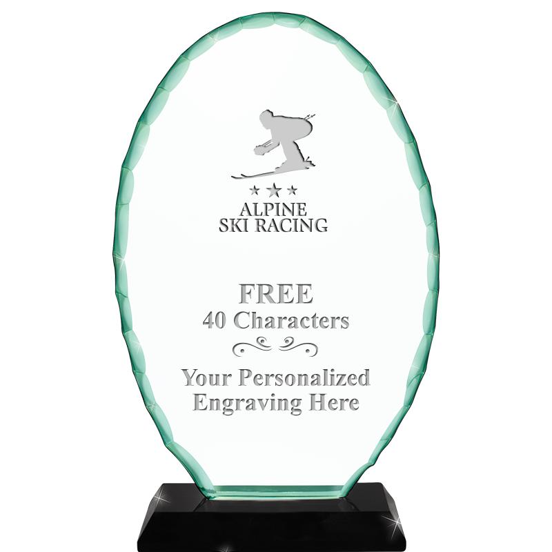 8 1/4" JADE OVAL CRYSTAL AWARD