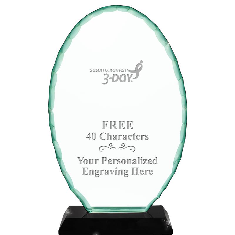 8 1/4" JADE OVAL CRYSTAL AWARD
