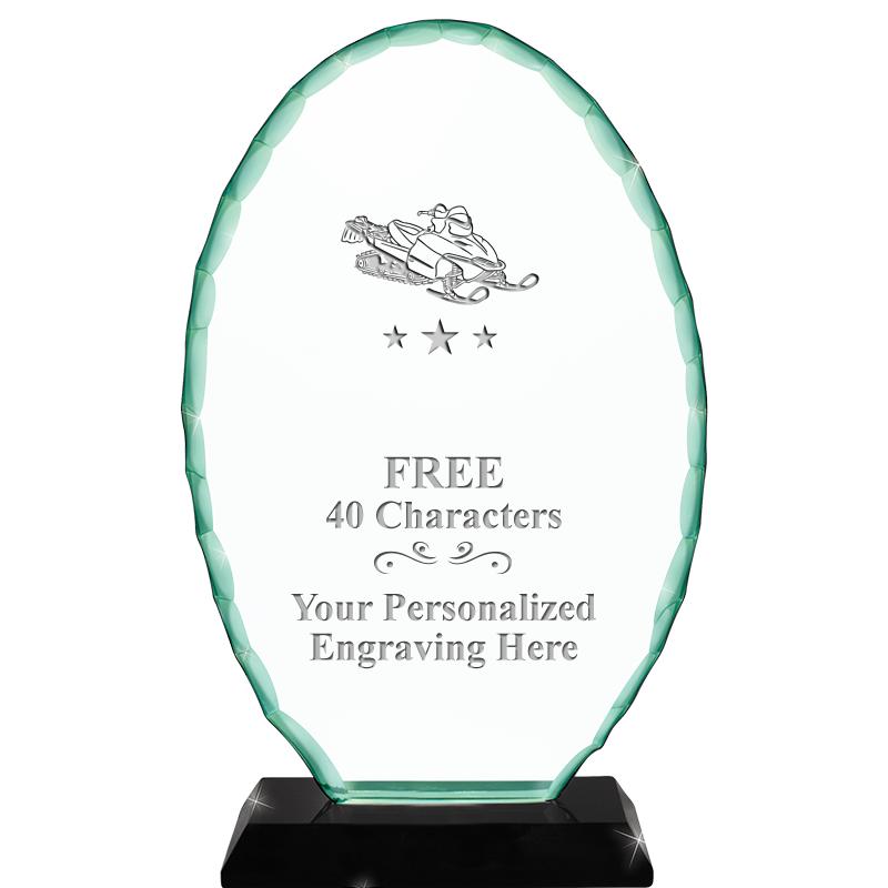 8 1/4" JADE OVAL CRYSTAL AWARD