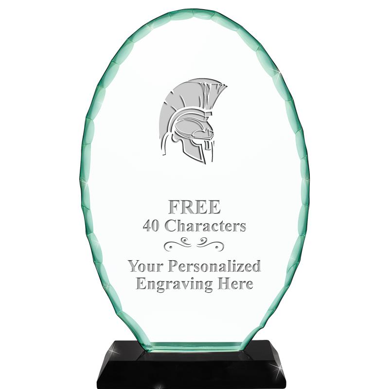 8 1/4" JADE OVAL CRYSTAL AWARD