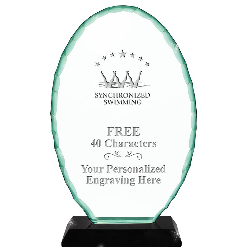 8 1/4" JADE OVAL CRYSTAL AWARD