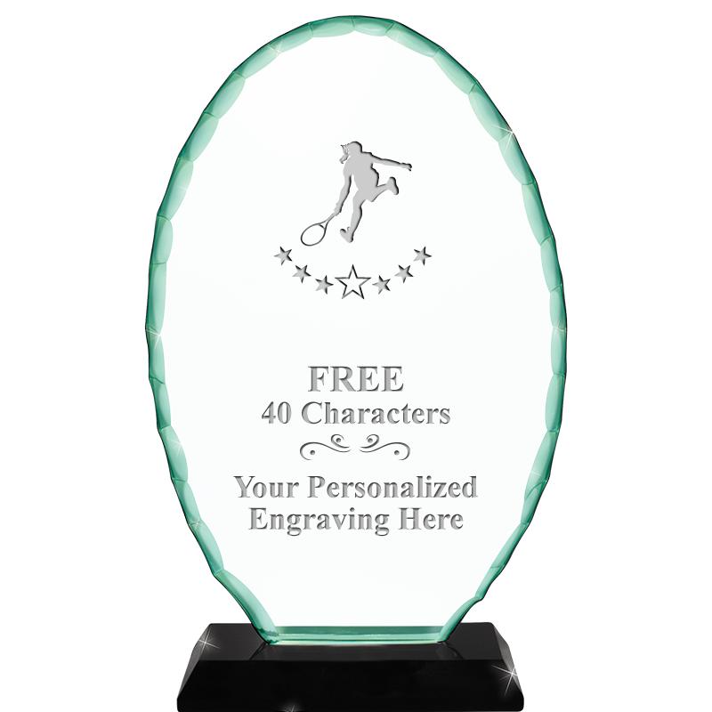 8 1/4" JADE OVAL CRYSTAL AWARD