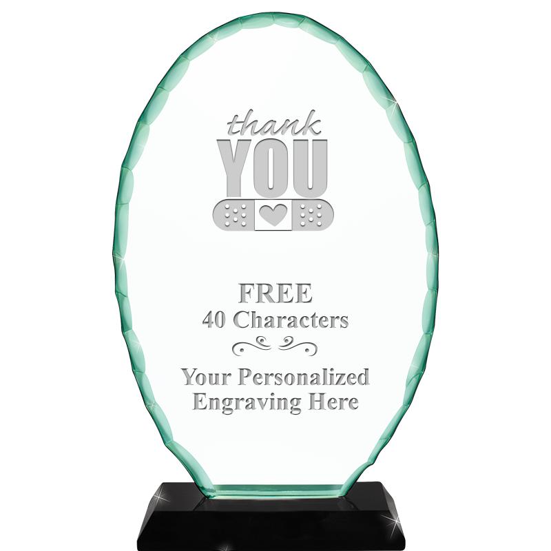 8 1/4" JADE OVAL CRYSTAL AWARD