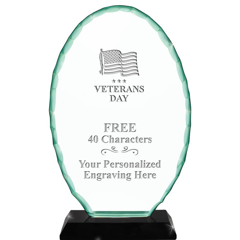 8 1/4" JADE OVAL CRYSTAL AWARD