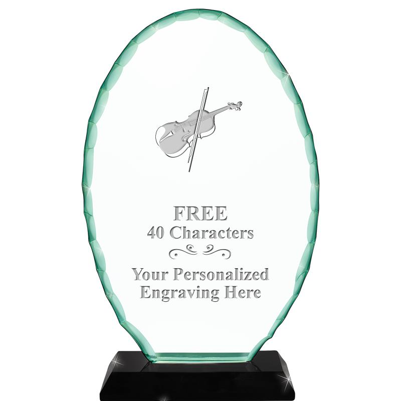 8 1/4" JADE OVAL CRYSTAL AWARD