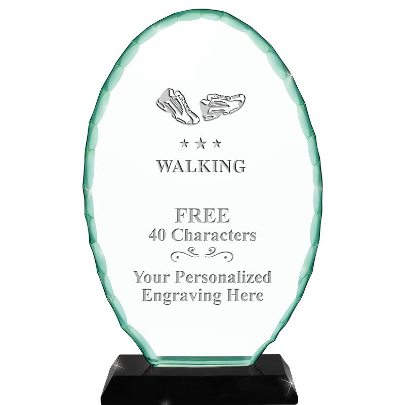 8 1/4" JADE OVAL CRYSTAL AWARD