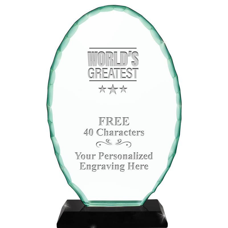 8 1/4" JADE OVAL CRYSTAL AWARD