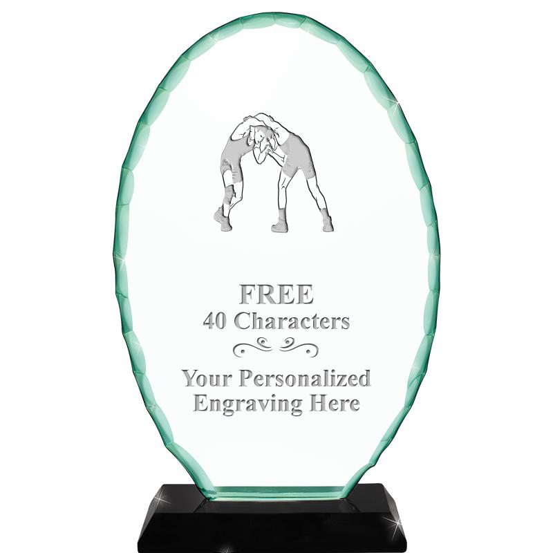 8 1/4" JADE OVAL CRYSTAL AWARD