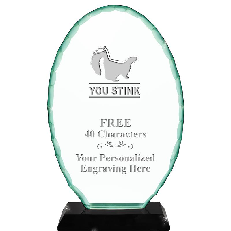 8 1/4" JADE OVAL CRYSTAL AWARD