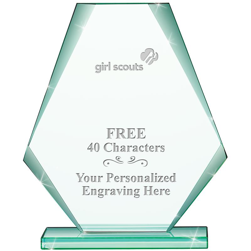 6" JADE PYRAMID CRYSTAL AWARD