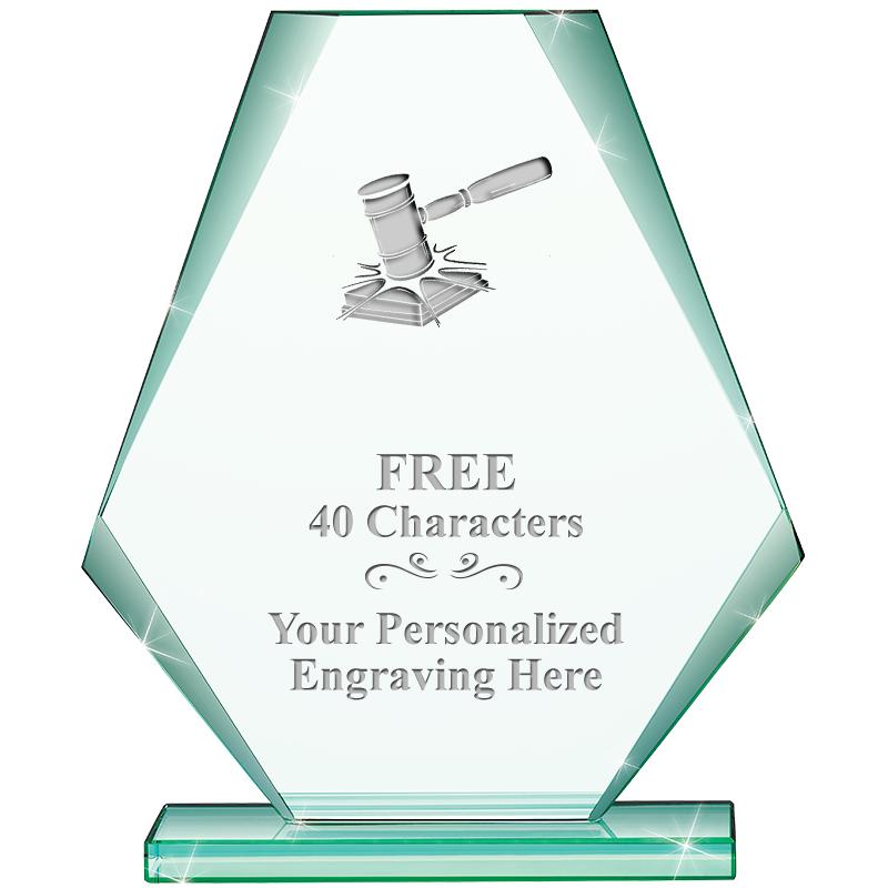 6" JADE PYRAMID CRYSTAL AWARD