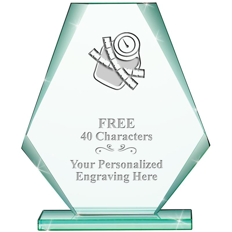 6" JADE PYRAMID CRYSTAL AWARD