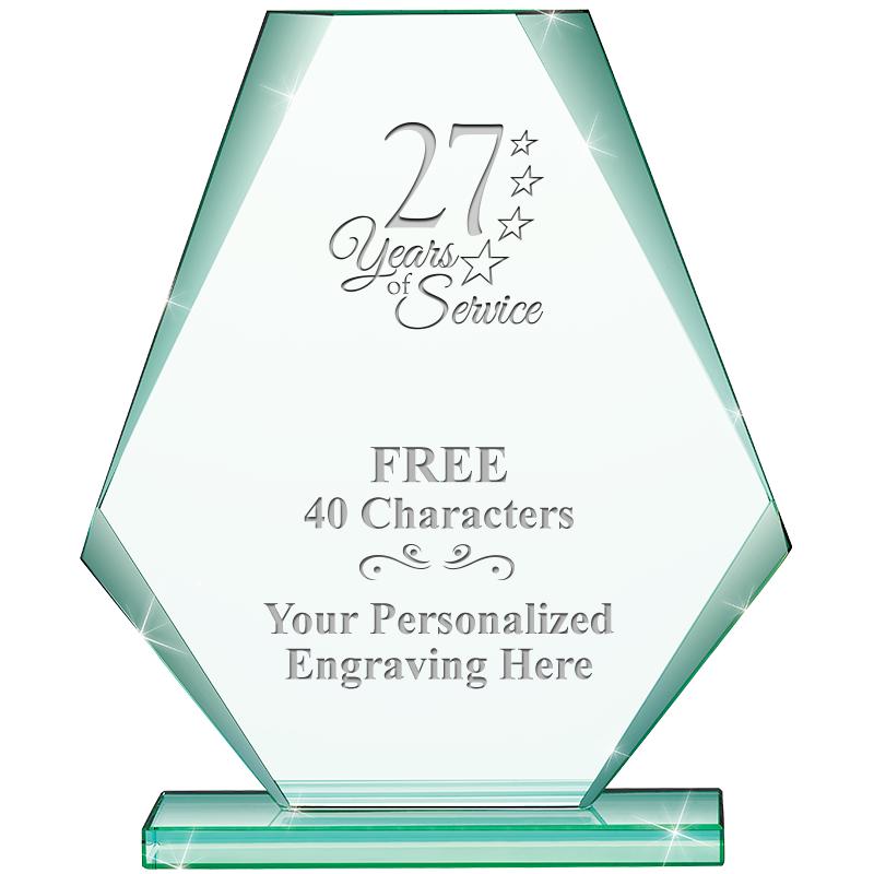 6" JADE PYRAMID CRYSTAL AWARD