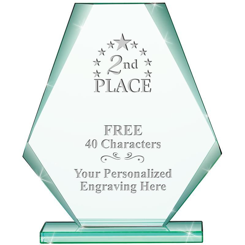 6" JADE PYRAMID CRYSTAL AWARD