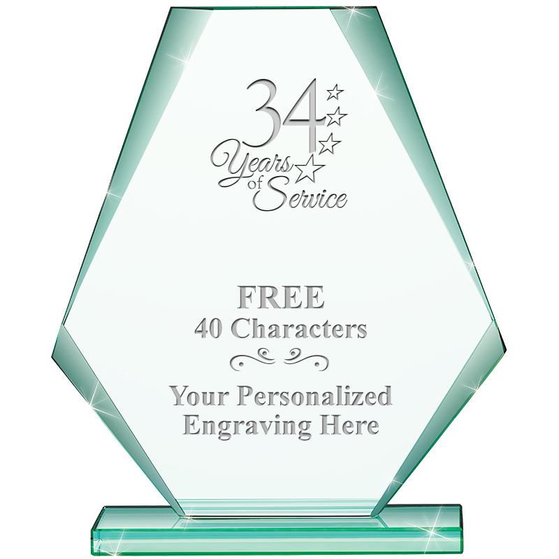 6" JADE PYRAMID CRYSTAL AWARD