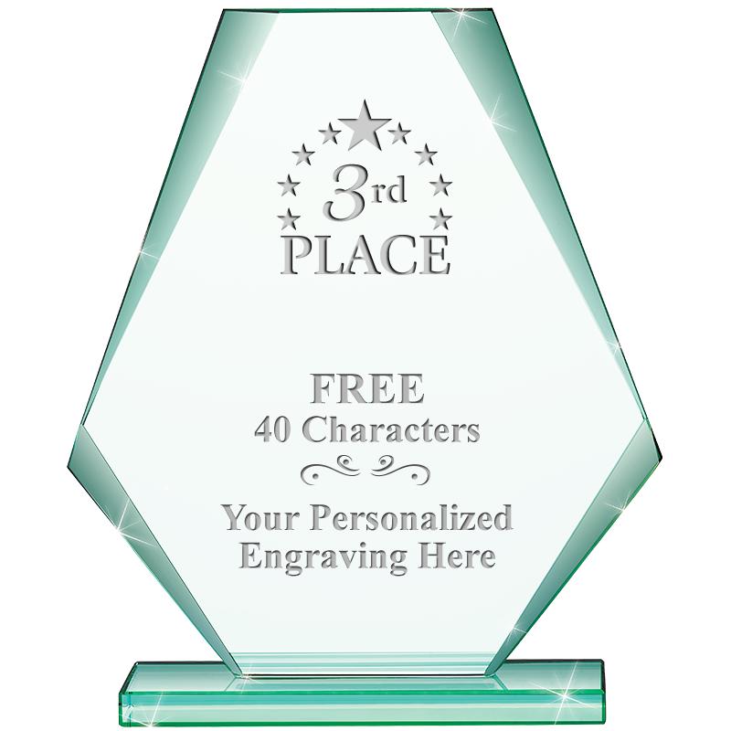 6" JADE PYRAMID CRYSTAL AWARD