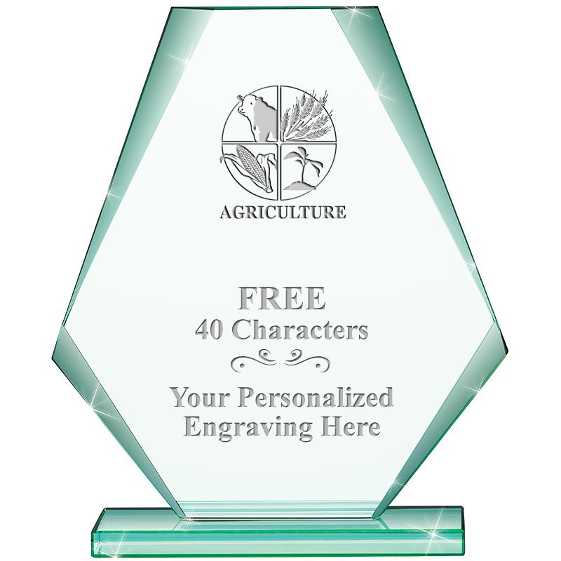 6" JADE PYRAMID CRYSTAL AWARD