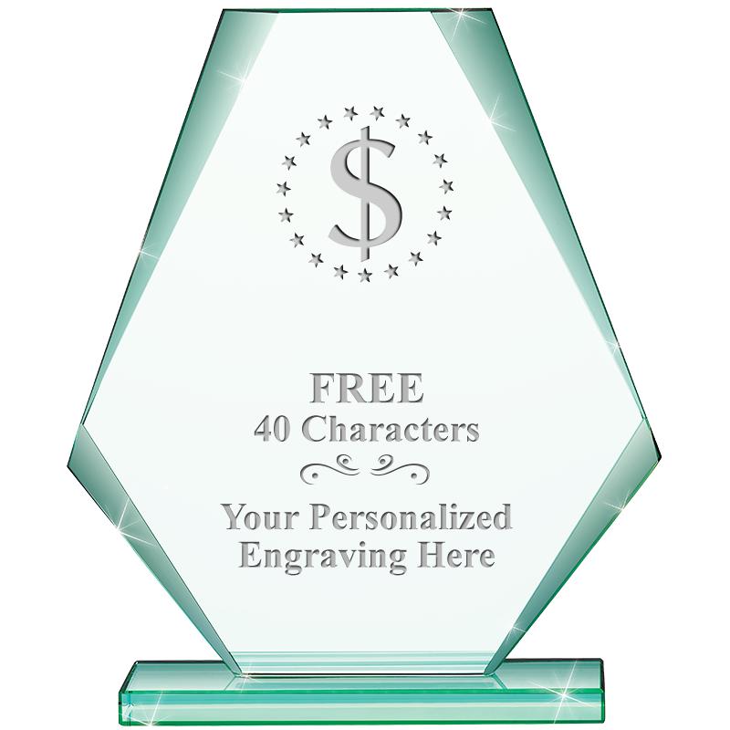 6" JADE PYRAMID CRYSTAL AWARD