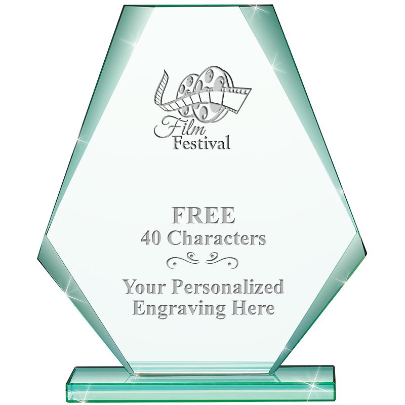 6" JADE PYRAMID CRYSTAL AWARD