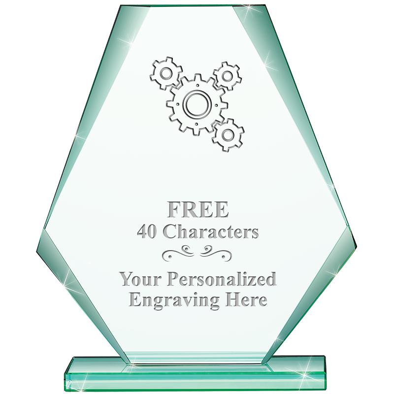 6" JADE PYRAMID CRYSTAL AWARD