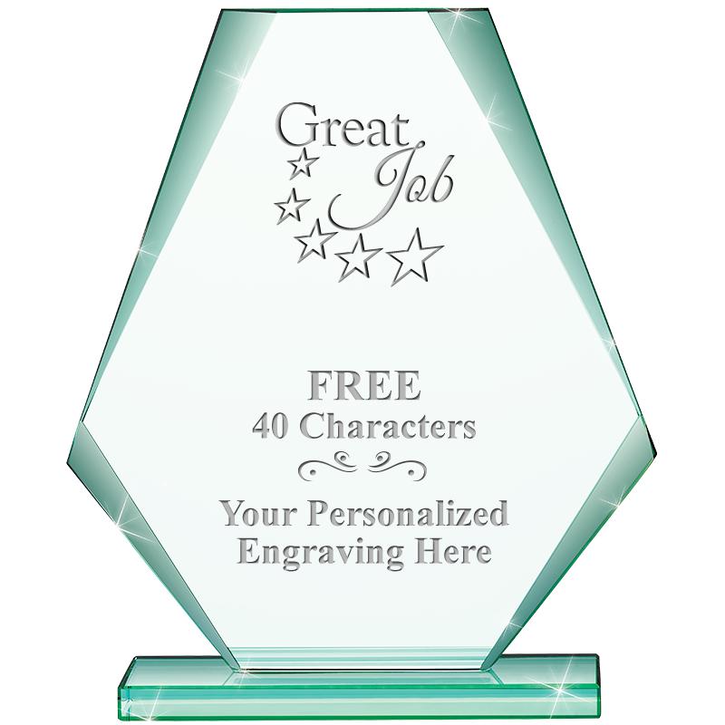 6" JADE PYRAMID CRYSTAL AWARD