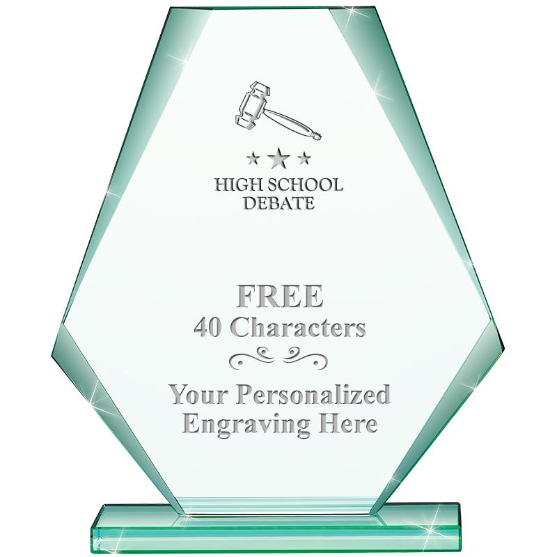 6" JADE PYRAMID CRYSTAL AWARD